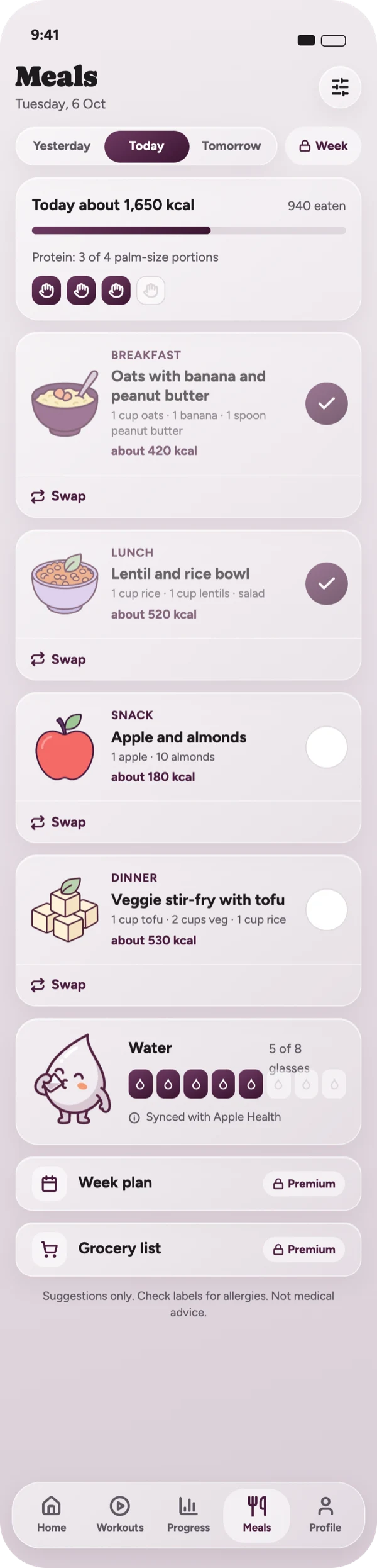 Meal planner screen